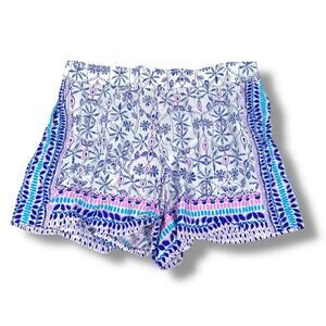 Lilly Pulitzer Neilah Shorts Womens Large Time Shine Engineered White Blue Pink